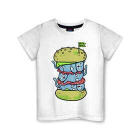 Детская футболка хлопок с принтом drop dead в Кировске, 100% хлопок | круглый вырез горловины, полуприлегающий силуэт, длина до линии бедер | burger | cat | citty | hamburger | бургер | гамбургер | кот | кошка