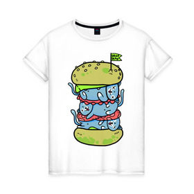Женская футболка хлопок с принтом drop dead в Кировске, 100% хлопок | прямой крой, круглый вырез горловины, длина до линии бедер, слегка спущенное плечо | burger | cat | citty | hamburger | бургер | гамбургер | кот | кошка