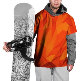 Накидка на куртку 3D с принтом Orange geometry в Кировске, 100% полиэстер |  | abstraction | абстракция | геометрия | грани | линии | полигоны | сочетания | текстура | треугольники