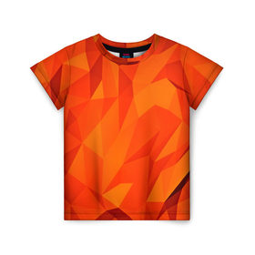 Детская футболка 3D с принтом Orange geometry в Кировске, 100% гипоаллергенный полиэфир | прямой крой, круглый вырез горловины, длина до линии бедер, чуть спущенное плечо, ткань немного тянется | abstraction | абстракция | геометрия | грани | линии | полигоны | сочетания | текстура | треугольники