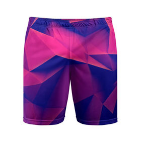 Мужские шорты 3D спортивные с принтом Violet polygon в Кировске,  |  | Тематика изображения на принте: 3d | abstraction | абстракция | геометрия | грани | линии | полигоны | розовый | сочетания | текстура | треугольники | фиолетовый