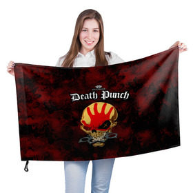Флаг 3D с принтом Five Finger Death Punch 4 в Кировске, 100% полиэстер | плотность ткани — 95 г/м2, размер — 67 х 109 см. Принт наносится с одной стороны | 5fdp | ffdp | five finger death punch