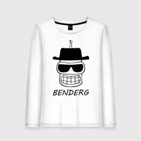 Женский лонгслив хлопок с принтом Benderg в Кировске, 100% хлопок |  | bender | breaking bad | futurama | бендер | во все тяжкие | зойдберг | космос | футурама