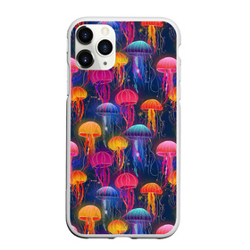 Чехол для iPhone 11 Pro матовый с принтом Медузы в Кировске, Силикон |  | Тематика изображения на принте: лето | медузы | море | океан. рыбы | подводный мир