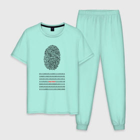 Мужская пижама хлопок с принтом Hacked в Кировске, 100% хлопок | брюки и футболка прямого кроя, без карманов, на брюках мягкая резинка на поясе и по низу штанин
 | code | developer | hacker | взлом | кодер | отпечаток | прогер | программирование | хакер