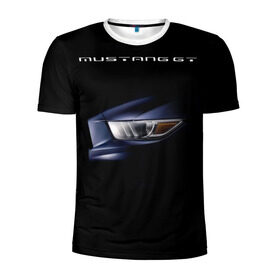 Мужская футболка 3D спортивная с принтом Ford Mustang GT 2 в Кировске, 100% полиэстер с улучшенными характеристиками | приталенный силуэт, круглая горловина, широкие плечи, сужается к линии бедра | cobra | ford | gt | mustang | shelby