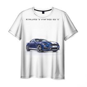 Мужская футболка 3D с принтом Ford Mustang GT 3 в Кировске, 100% полиэфир | прямой крой, круглый вырез горловины, длина до линии бедер | Тематика изображения на принте: ford | gt | mustang | shelby | мустанг | форд | шэлби