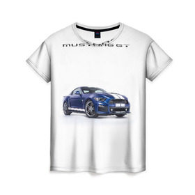 Женская футболка 3D с принтом Ford Mustang GT 3 в Кировске, 100% полиэфир ( синтетическое хлопкоподобное полотно) | прямой крой, круглый вырез горловины, длина до линии бедер | ford | gt | mustang | shelby | мустанг | форд | шэлби