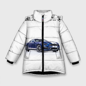 Зимняя куртка для девочек 3D с принтом Ford Mustang GT 3 в Кировске, ткань верха — 100% полиэстер; подклад — 100% полиэстер, утеплитель — 100% полиэстер. | длина ниже бедра, удлиненная спинка, воротник стойка и отстегивающийся капюшон. Есть боковые карманы с листочкой на кнопках, утяжки по низу изделия и внутренний карман на молнии. 

Предусмотрены светоотражающий принт на спинке, радужный светоотражающий элемент на пуллере молнии и на резинке для утяжки. | Тематика изображения на принте: ford | gt | mustang | shelby | мустанг | форд | шэлби