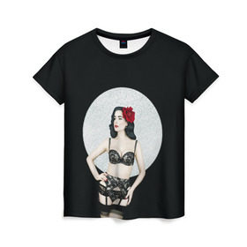 Женская футболка 3D с принтом Дита Фон Тиз в Кировске, 100% полиэфир ( синтетическое хлопкоподобное полотно) | прямой крой, круглый вырез горловины, длина до линии бедер | Тематика изображения на принте: бельё | дита