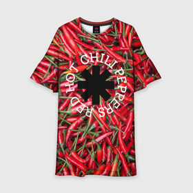 Детское платье 3D с принтом Red Hot Chili Peppers в Кировске, 100% полиэстер | прямой силуэт, чуть расширенный к низу. Круглая горловина, на рукавах — воланы | red hot chili peppers | rock | рок