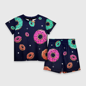 Детский костюм с шортами 3D с принтом Black Milk Космические Пончики в Кировске,  |  | black milk | donut | donuts | space | the simpsons | trend | глазурь | дизайн | еда | звезда | звёзды | космос | мода | пончик | симпсоны | симсоны | сладкий | стиль | тренд | узор