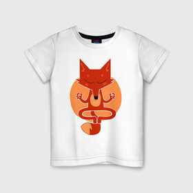 Детская футболка хлопок с принтом Inner Fox в Кировске, 100% хлопок | круглый вырез горловины, полуприлегающий силуэт, длина до линии бедер | Тематика изображения на принте: fox | йога | лис | лиса | медитация