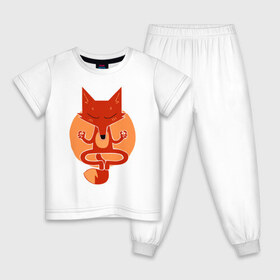 Детская пижама хлопок с принтом Inner Fox в Кировске, 100% хлопок |  брюки и футболка прямого кроя, без карманов, на брюках мягкая резинка на поясе и по низу штанин
 | fox | йога | лис | лиса | медитация