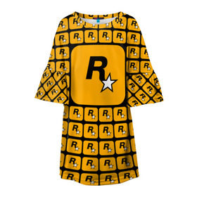 Детское платье 3D с принтом Rockstar в Кировске, 100% полиэстер | прямой силуэт, чуть расширенный к низу. Круглая горловина, на рукавах — воланы | auto | dead | grand | gta | red | redemption | theft | гта | рокстар