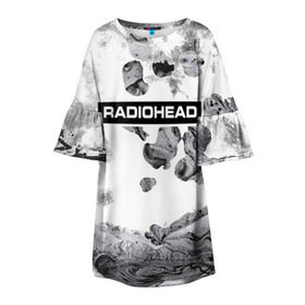 Детское платье 3D с принтом Radiohead 8 в Кировске, 100% полиэстер | прямой силуэт, чуть расширенный к низу. Круглая горловина, на рукавах — воланы | Тематика изображения на принте: radiohead | радиохэд | том йорк