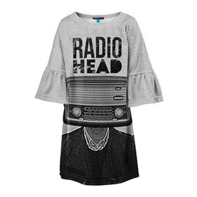 Детское платье 3D с принтом Radiohead 9 в Кировске, 100% полиэстер | прямой силуэт, чуть расширенный к низу. Круглая горловина, на рукавах — воланы | Тематика изображения на принте: radiohead | радиохэд | том йорк