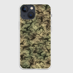 Чехол для iPhone 13 mini с принтом Охотничий камуфляж с утками в Кировске,  |  | гусиная | гусь | дичь | лес | милитари | охота | охотник | паттерн | птицы | текстура | утиная | утка | хаки