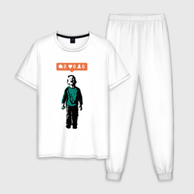 Мужская пижама хлопок с принтом ИГНОР в Кировске, 100% хлопок | брюки и футболка прямого кроя, без карманов, на брюках мягкая резинка на поясе и по низу штанин
 | арт | бэнкси | граффити | поп арт | стрит арт