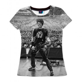 Женская футболка 3D с принтом Foo Fighters 2 в Кировске, 100% полиэфир ( синтетическое хлопкоподобное полотно) | прямой крой, круглый вырез горловины, длина до линии бедер | foo fighters | дэйв грол | фу файтерс