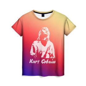 Женская футболка 3D с принтом Kurt Cobain в Кировске, 100% полиэфир ( синтетическое хлопкоподобное полотно) | прямой крой, круглый вырез горловины, длина до линии бедер | nirvana |  курт кобейн | нирвана | рок