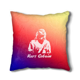 Подушка 3D с принтом Kurt Cobain в Кировске, наволочка – 100% полиэстер, наполнитель – холлофайбер (легкий наполнитель, не вызывает аллергию). | состоит из подушки и наволочки. Наволочка на молнии, легко снимается для стирки | nirvana |  курт кобейн | нирвана | рок