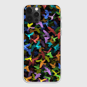 Чехол для iPhone 12 Pro Max с принтом Разноцветные птички в Кировске, Силикон |  | ворбьи | куча | паттерн | птица | птицы | радуга | радужный | синцы | стая | текстура