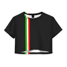 Женская футболка 3D укороченная с принтом Black Milk Italiano в Кировске, 100% полиэстер | круглая горловина, длина футболки до линии талии, рукава с отворотами | flag | italian | италия | итальянский | страна | страны | триколор | флаг