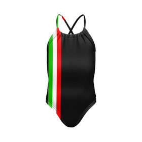 Детский купальник 3D с принтом Black Milk Italiano в Кировске, Полиэстер 85%, Спандекс 15% | Слитный крой, подклад по переду изделия, узкие бретели | Тематика изображения на принте: flag | italian | италия | итальянский | страна | страны | триколор | флаг