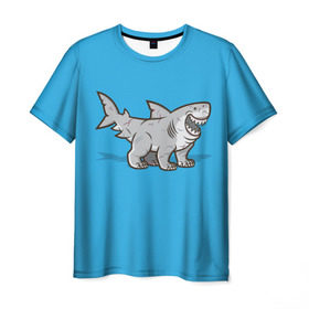 Мужская футболка 3D с принтом Акула мутант 5 в Кировске, 100% полиэфир | прямой крой, круглый вырез горловины, длина до линии бедер | акула | детям | лапы | мутант | рисунок