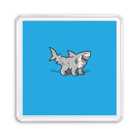 Магнит 55*55 с принтом Акула мутант 5 в Кировске, Пластик | Размер: 65*65 мм; Размер печати: 55*55 мм | акула | детям | лапы | мутант | рисунок