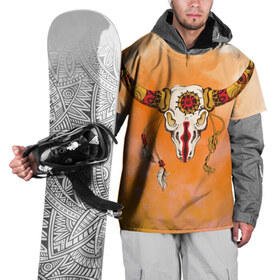 Накидка на куртку 3D с принтом этника в Кировске, 100% полиэстер |  | индейцы | ловец снов | орнамент | перья | пустыня | рога | тотем | узоры | череп | этно