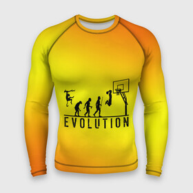 Мужской рашгард 3D с принтом Эволюция баскетбола в Кировске,  |  | basketball | evolution | желтый | обезьяна человек | оранжевый | эволюция