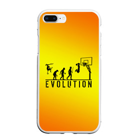 Чехол для iPhone 7Plus/8 Plus матовый с принтом Эволюция баскетбола в Кировске, Силикон | Область печати: задняя сторона чехла, без боковых панелей | basketball | evolution | желтый | обезьяна человек | оранжевый | эволюция