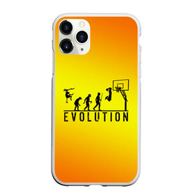 Чехол для iPhone 11 Pro матовый с принтом Эволюция баскетбола в Кировске, Силикон |  | Тематика изображения на принте: basketball | evolution | желтый | обезьяна человек | оранжевый | эволюция