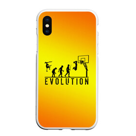 Чехол для iPhone XS Max матовый с принтом Эволюция баскетбола в Кировске, Силикон | Область печати: задняя сторона чехла, без боковых панелей | basketball | evolution | желтый | обезьяна человек | оранжевый | эволюция