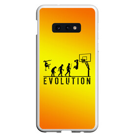 Чехол для Samsung S10E с принтом Эволюция баскетбола в Кировске, Силикон | Область печати: задняя сторона чехла, без боковых панелей | Тематика изображения на принте: basketball | evolution | желтый | обезьяна человек | оранжевый | эволюция
