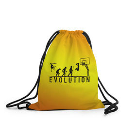 Рюкзак-мешок 3D с принтом Эволюция баскетбола в Кировске, 100% полиэстер | плотность ткани — 200 г/м2, размер — 35 х 45 см; лямки — толстые шнурки, застежка на шнуровке, без карманов и подкладки | basketball | evolution | желтый | обезьяна человек | оранжевый | эволюция
