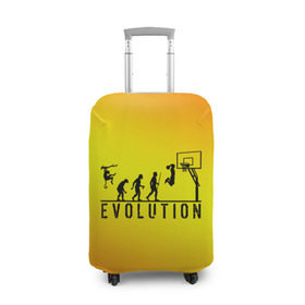 Чехол для чемодана 3D с принтом Эволюция баскетбола в Кировске, 86% полиэфир, 14% спандекс | двустороннее нанесение принта, прорези для ручек и колес | basketball | evolution | желтый | обезьяна человек | оранжевый | эволюция