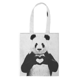 Сумка 3D повседневная с принтом Panda heart в Кировске, 100% полиэстер | Плотность: 200 г/м2; Размер: 34×35 см; Высота лямок: 30 см | heart | panda | арт | клевый | красивый | панда | рисунок | сердце