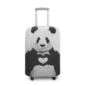 Чехол для чемодана 3D с принтом Panda heart в Кировске, 86% полиэфир, 14% спандекс | двустороннее нанесение принта, прорези для ручек и колес | heart | panda | арт | клевый | красивый | панда | рисунок | сердце
