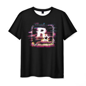 Мужская футболка 3D с принтом Rockstar Noise в Кировске, 100% полиэфир | прямой крой, круглый вырез горловины, длина до линии бедер | auto | dead | grand | gta | red | redemption | theft | гта | рокстар