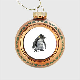 Стеклянный ёлочный шар с принтом Пингвинопитек в Кировске, Стекло | Диаметр: 80 мм | Тематика изображения на принте: лженаука | пингвин