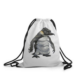 Рюкзак-мешок 3D с принтом Пингвинопитек в Кировске, 100% полиэстер | плотность ткани — 200 г/м2, размер — 35 х 45 см; лямки — толстые шнурки, застежка на шнуровке, без карманов и подкладки | лженаука | пингвин