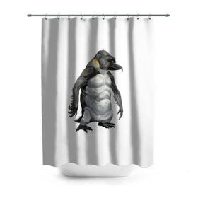Штора 3D для ванной с принтом Пингвинопитек в Кировске, 100% полиэстер | плотность материала — 100 г/м2. Стандартный размер — 146 см х 180 см. По верхнему краю — пластиковые люверсы для креплений. В комплекте 10 пластиковых колец | лженаука | пингвин