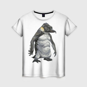 Женская футболка 3D с принтом Пингвинопитек в Кировске, 100% полиэфир ( синтетическое хлопкоподобное полотно) | прямой крой, круглый вырез горловины, длина до линии бедер | лженаука | пингвин