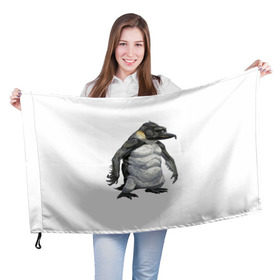 Флаг 3D с принтом Пингвинопитек в Кировске, 100% полиэстер | плотность ткани — 95 г/м2, размер — 67 х 109 см. Принт наносится с одной стороны | лженаука | пингвин