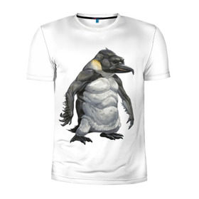 Мужская футболка 3D спортивная с принтом Пингвинопитек в Кировске, 100% полиэстер с улучшенными характеристиками | приталенный силуэт, круглая горловина, широкие плечи, сужается к линии бедра | лженаука | пингвин