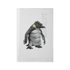 Обложка для паспорта матовая кожа с принтом Пингвинопитек в Кировске, натуральная матовая кожа | размер 19,3 х 13,7 см; прозрачные пластиковые крепления | лженаука | пингвин