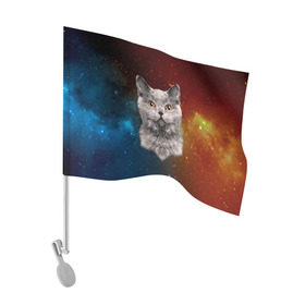 Флаг для автомобиля с принтом Кот в космосе! в Кировске, 100% полиэстер | Размер: 30*21 см | 3d | cat | арт | взгляд | вселенная | звезды | земля | космос | кот | кот хипстер | котёнок | котятки | котятушки | кошечки | кошка | мордочка | плеяды | пространство | созвездие